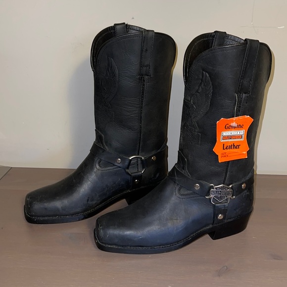 🆕 Harley Davidson Black Leather Biker Boots - Men’s Size 8 - Picture 2 of 12